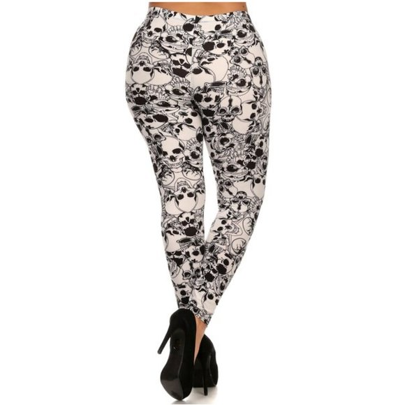 White Layers of Skulls Leggings - Picture 3 of 5